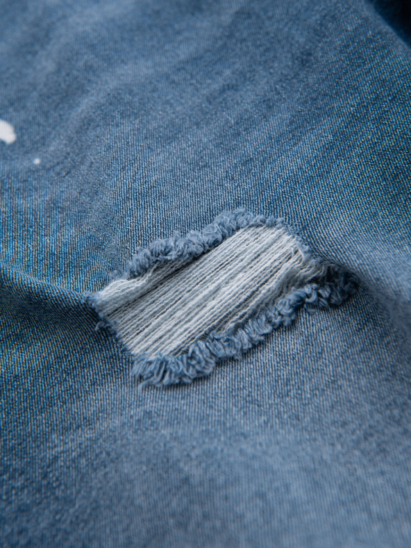 Ombre Clothing Pánske krátke džínsové šortky s roztrhanými nohavicami - modré