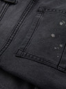Ombre Clothing Pánske krátke džínsové šortky s roztrhaním a ohrnutým lemom - šedé