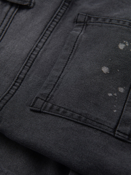 Ombre Clothing Pánske krátke džínsové šortky s roztrhaním a ohrnutým lemom - šedé