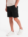 Ombre Clothing Pánske bavlnené šortky s elastickým pásom - čierne