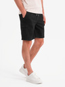 Ombre Clothing Pánske bavlnené šortky s elastickým pásom - čierne