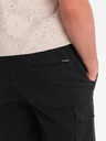 Ombre Clothing Pánske bavlnené šortky s elastickým pásom - čierne