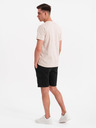 Ombre Clothing Pánske bavlnené šortky s elastickým pásom - čierne