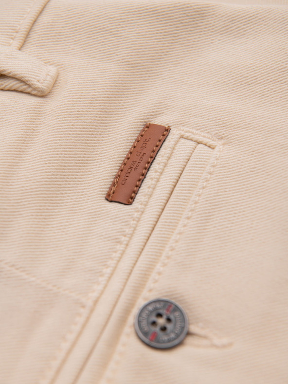 Ombre Clothing Pánske džínsové šortky s ohrnutým lemom - krémové