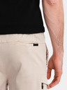 Ombre Clothing Pánske šortky voľného strihu s cargo vreckami - krémové