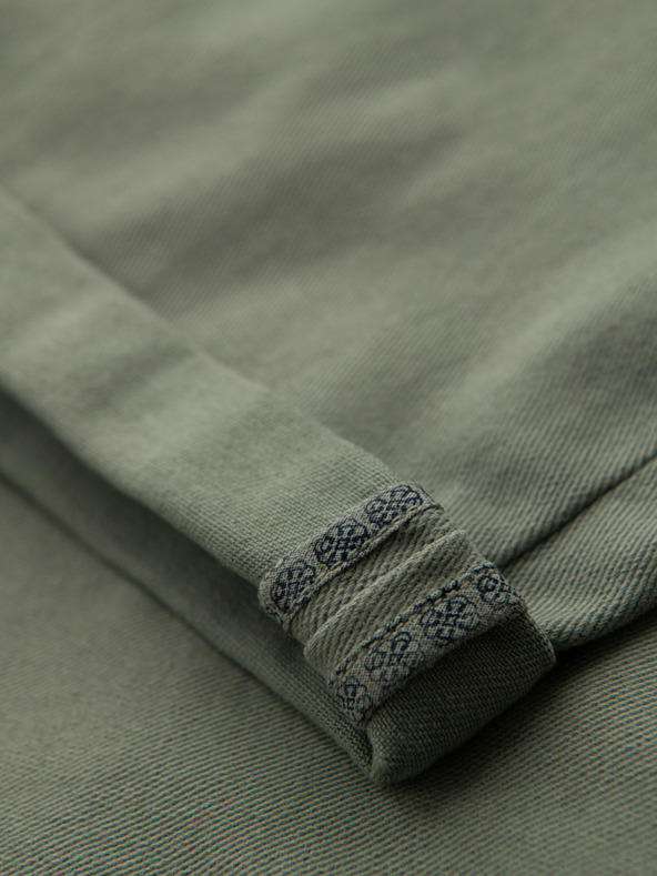 Ombre Clothing Pánske klasické džínsové šortky s ohrnutým lemom - svetlo olivové