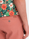 Ombre Clothing Pánske džínsové šortky s ohrnutým lemom - korálové
