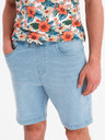 Ombre Clothing Pánske šortky s elastickým pásom a praným efektom - svetlo modré