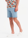 Ombre Clothing Pánske šortky s elastickým pásom a praným efektom - svetlo modré