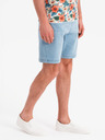 Ombre Clothing Pánske šortky s elastickým pásom a praným efektom - svetlo modré