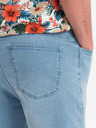 Ombre Clothing Pánske šortky s elastickým pásom a praným efektom - svetlo modré