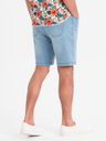 Ombre Clothing Pánske šortky s elastickým pásom a praným efektom - svetlo modré