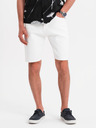Ombre Clothing Pánske džínsové šortky klasického strihu - biele
