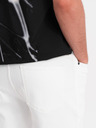 Ombre Clothing Pánske džínsové šortky klasického strihu - biele