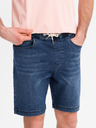 Ombre Clothing Pánske šortky s elastickým pásom a praným efektom - modré
