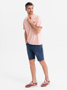 Ombre Clothing Pánske šortky s elastickým pásom a praným efektom - modré