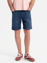 Ombre Clothing Pánske šortky s elastickým pásom a praným efektom - modré