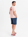 Ombre Clothing Pánske šortky s elastickým pásom a praným efektom - modré