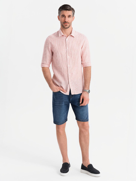 Ombre Clothing Pánske džínsové šortky klasického strihu - tmavo modré