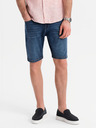 Ombre Clothing Pánske džínsové šortky klasického strihu - tmavo modré