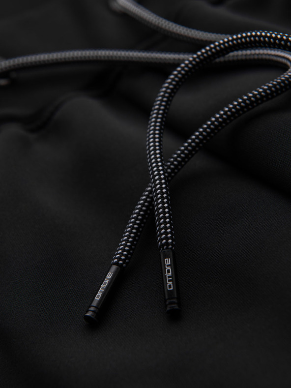 Ombre Clothing Pánske tepláky s kontrastným lemovaním - čierne