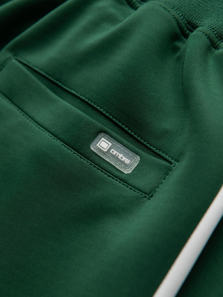 Ombre Clothing Pánske tepláky s kontrastným lemovaním - tmavo zelené