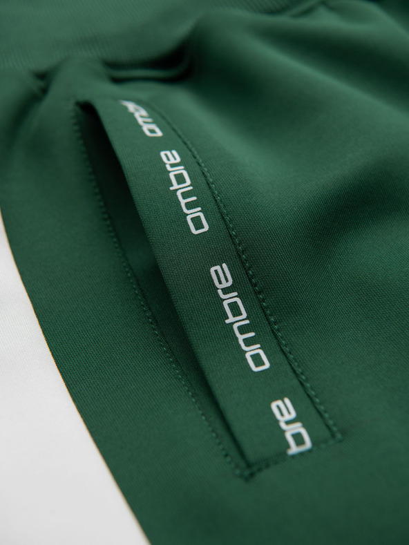Ombre Clothing Pánske tepláky s kontrastným lemovaním - tmavo zelené