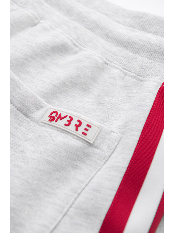 Ombre Clothing Pánske tepláky s lemovaním a rebrovaním na nohaviciach - sivý melír