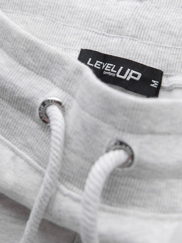 Ombre Clothing Pánske tepláky s lemovaním a rebrovaním na nohaviciach - sivý melír