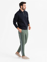 Ombre Clothing Pánske tepláky s lemovaním a rebrovanými nohavicami - olivové