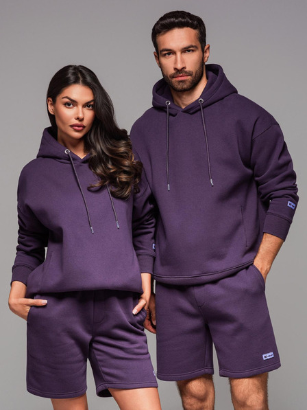 Ombre Clothing Unisex mikina s vreckami a kapucňou - fialová
