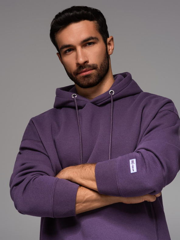 Ombre Clothing Unisex mikina s vreckami a kapucňou - fialová