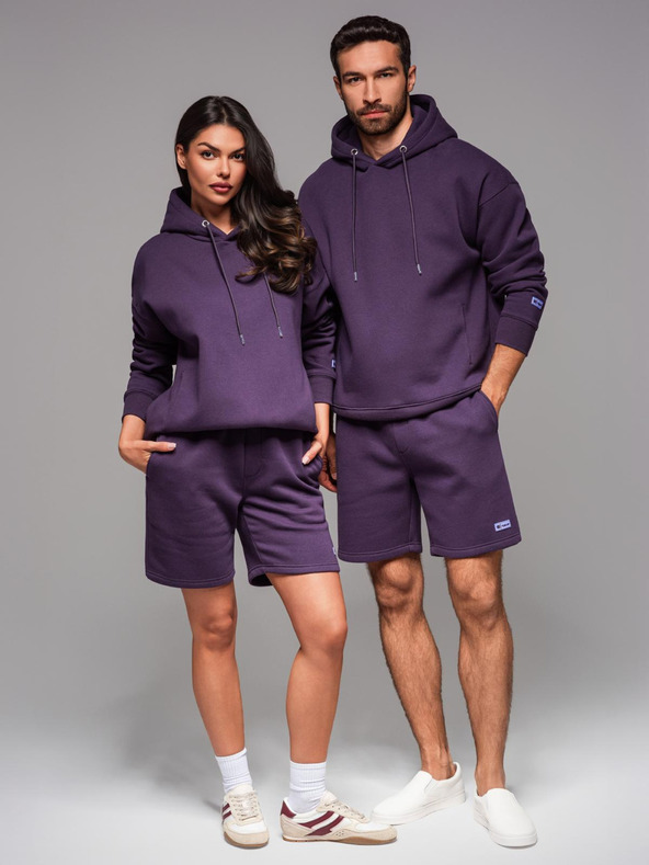 Ombre Clothing Unisex mikina s vreckami a kapucňou - fialová