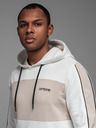 Ombre Clothing Pánska bavlnená mikina s kapucňou a kontrastnými detailmi - biela