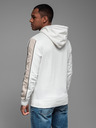 Ombre Clothing Pánska bavlnená mikina s kapucňou a kontrastnými detailmi - biela