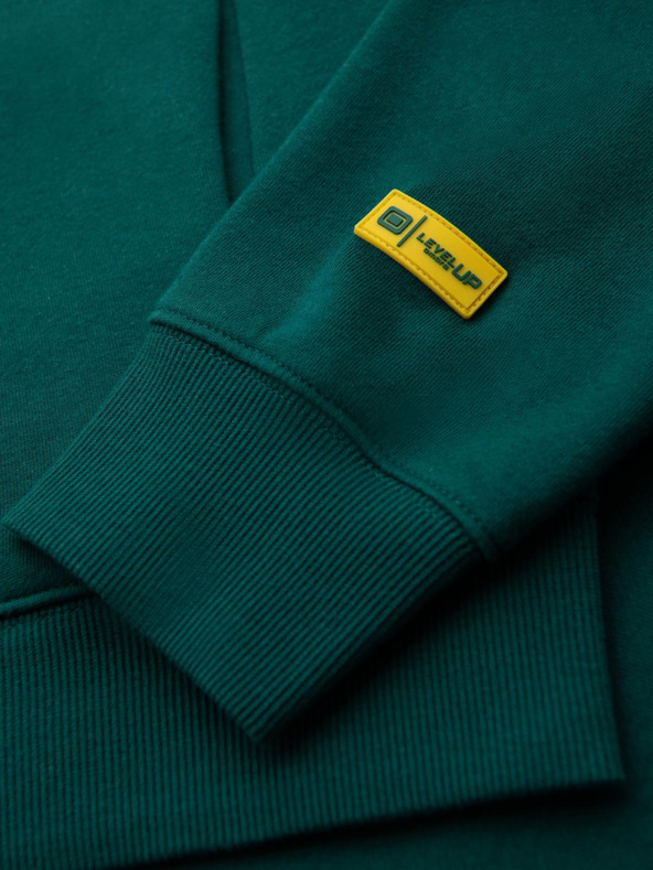 Ombre Clothing Unisex mikina s vreckami a kapucňou - tmavo zelená