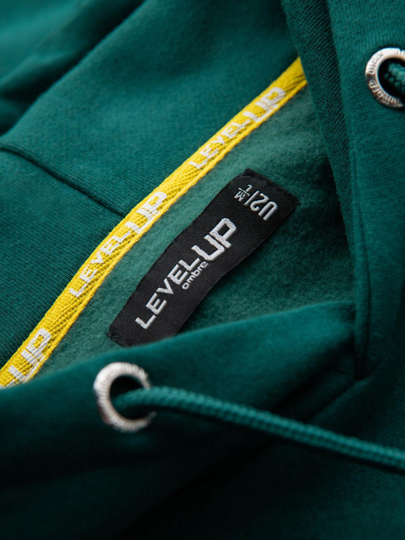 Ombre Clothing Unisex mikina s vreckami a kapucňou - tmavo zelená