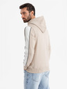 Ombre Clothing Pánska bavlnená mikina s kapucňou s kontrastnými prvkami - béžová