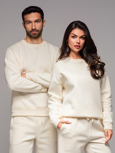 Ombre Clothing Klasická unisex mikina s okrúhlym výstrihom - krémová