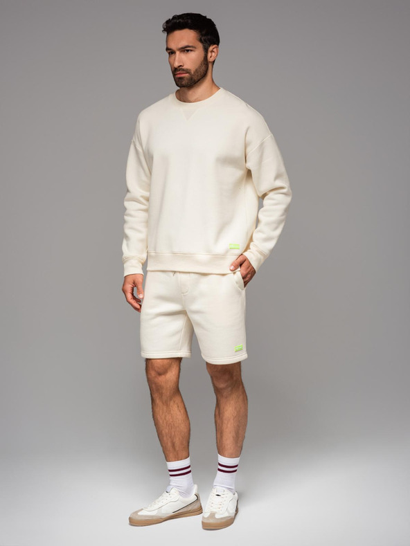 Ombre Clothing Klasická unisex mikina s okrúhlym výstrihom - krémová