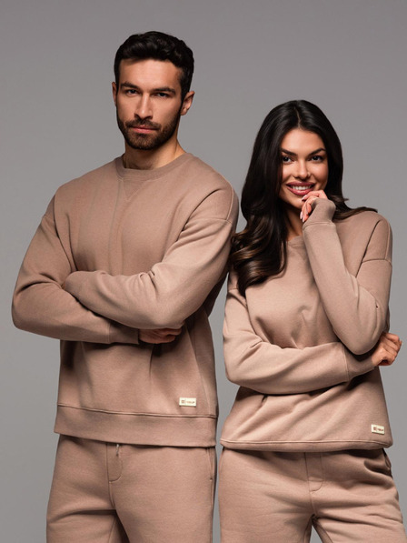 Ombre Clothing Klasická unisex mikina s okrúhlym výstrihom - hnedá