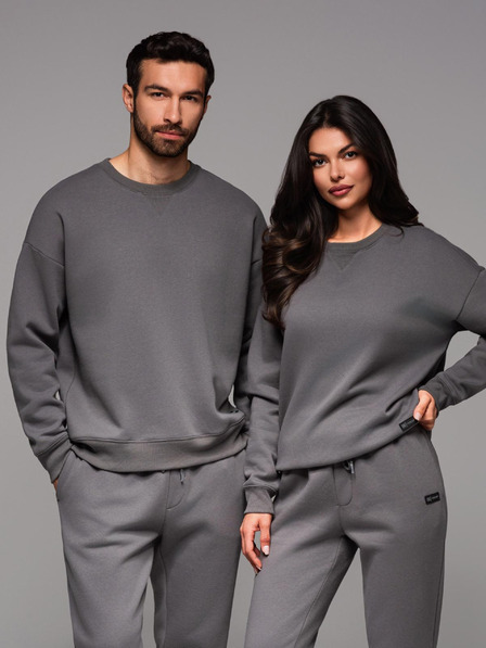 Ombre Clothing Unisex klasická mikina s okrúhlym výstrihom - sivá