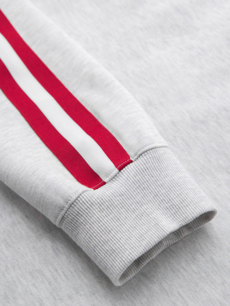Ombre Clothing Pánska mikina s vysokým golierom a pruhmi - sivý melír