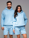 Ombre Clothing Unisex mikina s kapucňou a vreckami - modrá