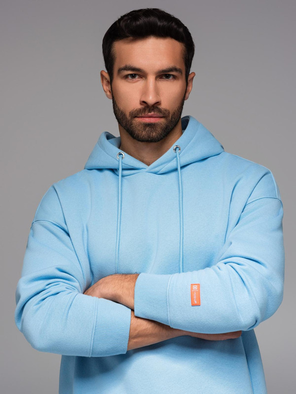 Ombre Clothing Unisex mikina s kapucňou a vreckami - modrá