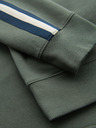 Ombre Clothing Pánska mikina s vysokým golierom a pruhmi - olivová