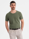 Ombre Clothing Khaki bavlnené tričko s jemnou textúrou