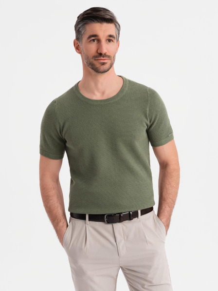 Ombre Clothing Khaki bavlnené tričko s jemnou textúrou