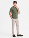 Ombre Clothing Khaki bavlnené tričko s jemnou textúrou