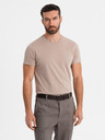 Ombre Clothing Pánske klasické bavlnené tričko BASIC - piesková